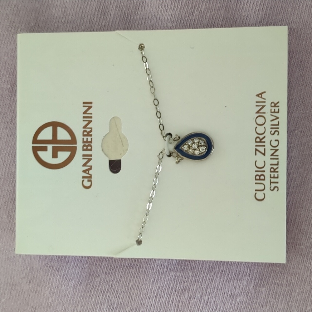 Sterling silver necklace with pear shaped pendant